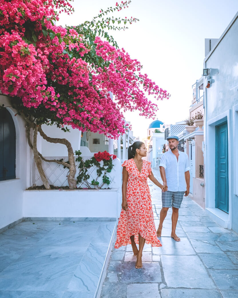 Couple on Vacation in Santorini, Greece